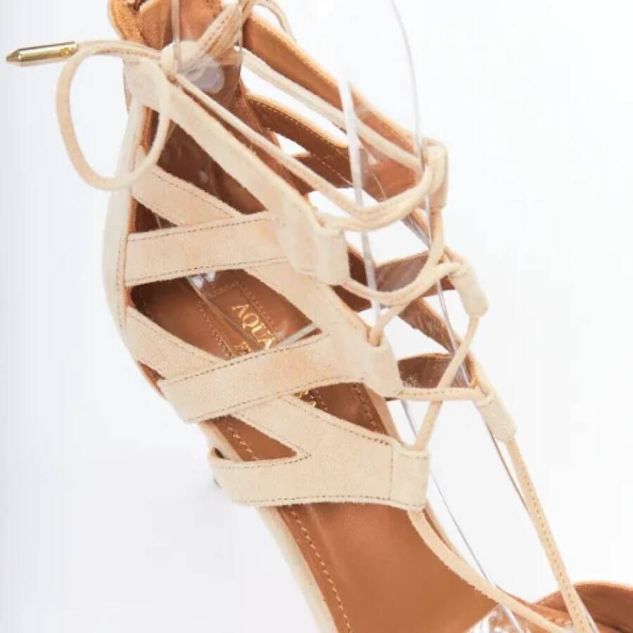 Aquazzura Pre-owned Suede heels Beige Dames