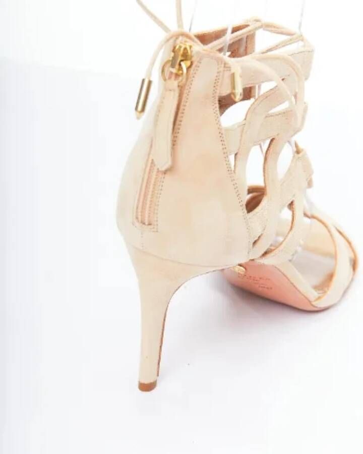 Aquazzura Pre-owned Suede heels Beige Dames