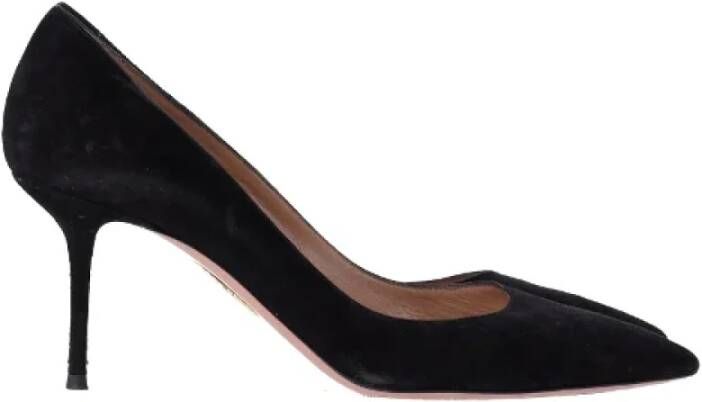 Aquazzura Pre-owned Suede heels Black Dames