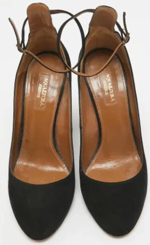 Aquazzura Pre-owned Suede heels Black Dames