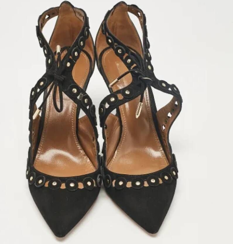 Aquazzura Pre-owned Suede heels Black Dames