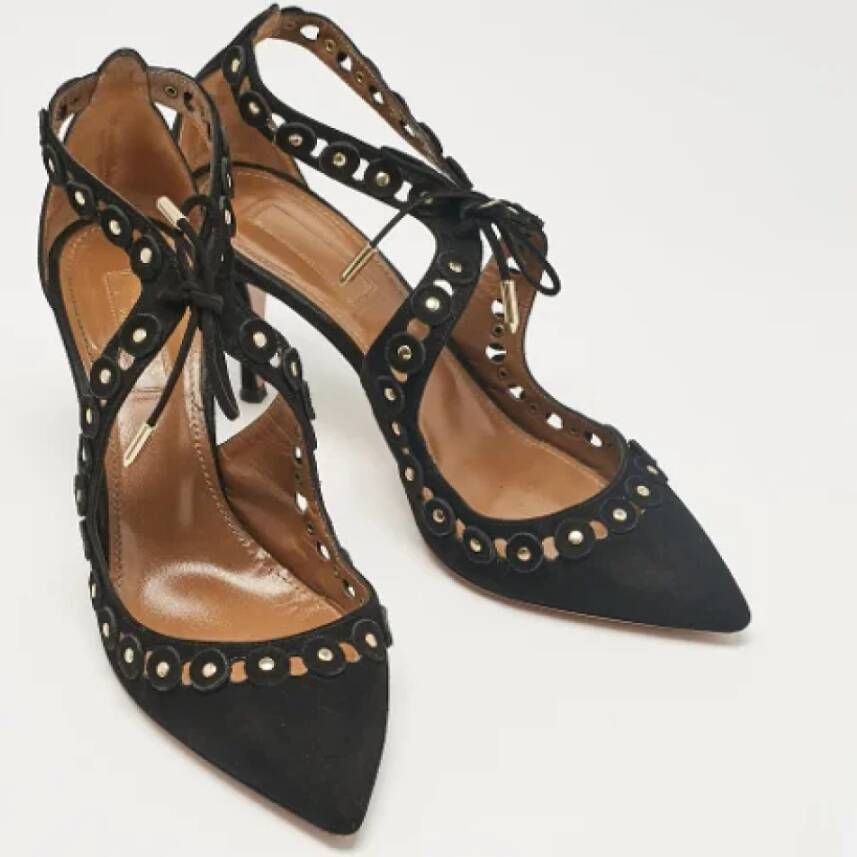 Aquazzura Pre-owned Suede heels Black Dames