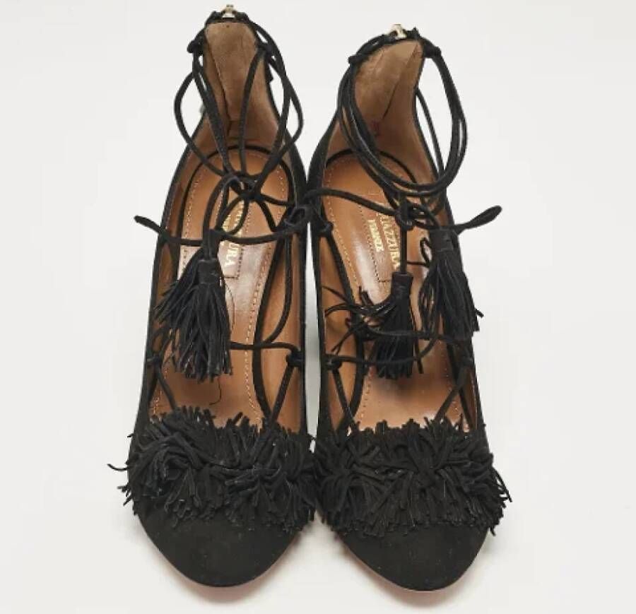 Aquazzura Pre-owned Suede heels Black Dames