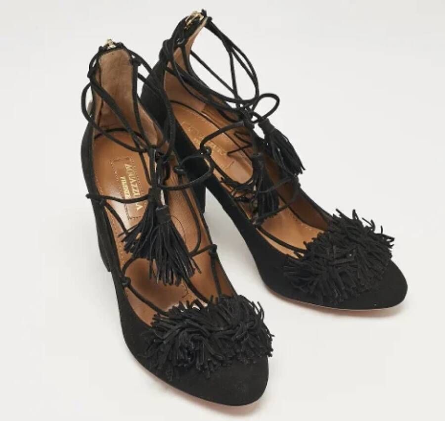 Aquazzura Pre-owned Suede heels Black Dames