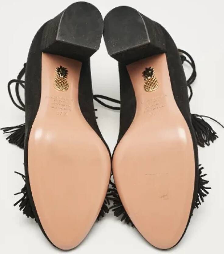 Aquazzura Pre-owned Suede heels Black Dames