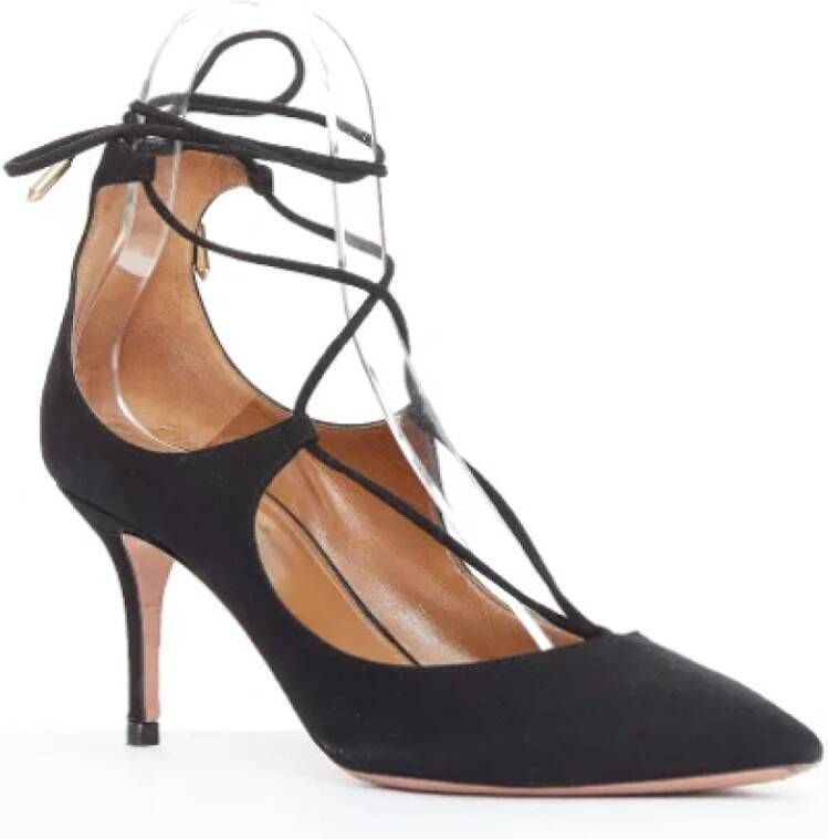 Aquazzura Pre-owned Suede heels Black Dames