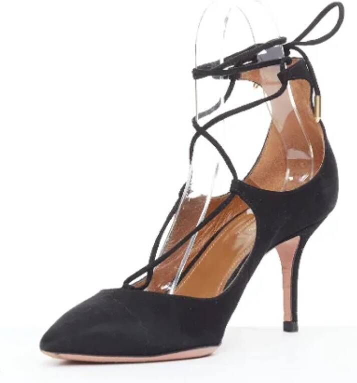 Aquazzura Pre-owned Suede heels Black Dames