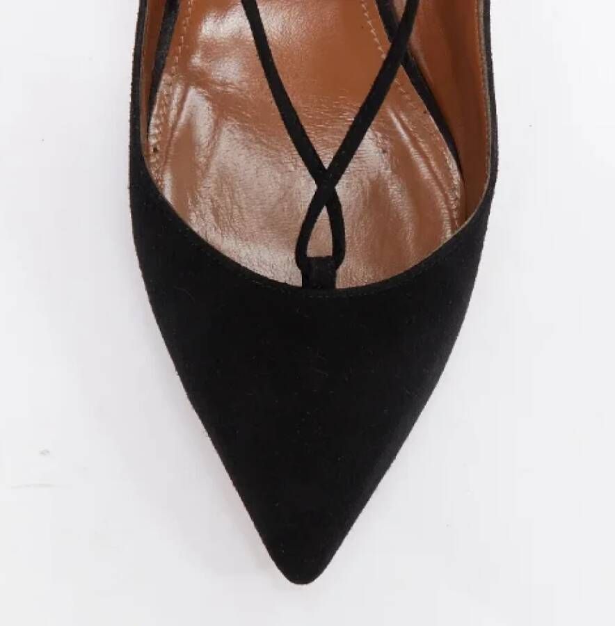 Aquazzura Pre-owned Suede heels Black Dames