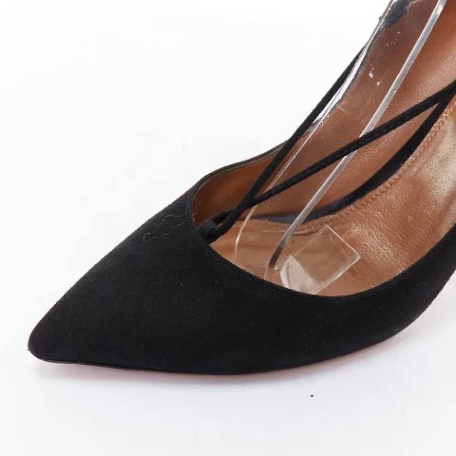 Aquazzura Pre-owned Suede heels Black Dames