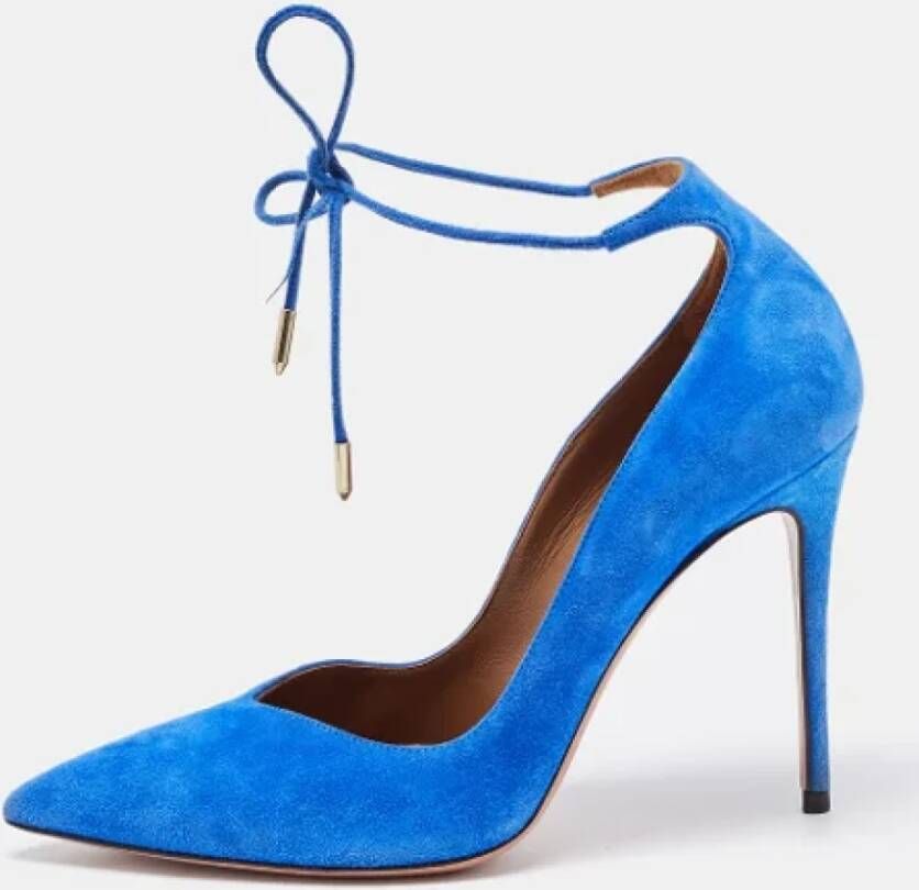 Aquazzura Pre-owned Suede heels Blue Dames