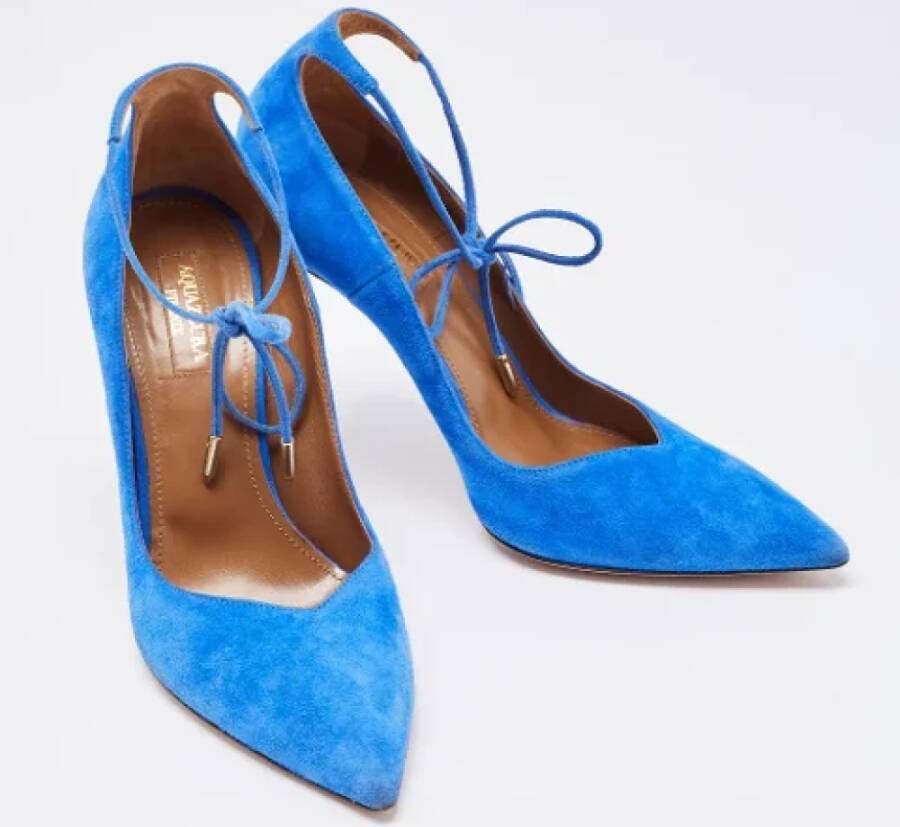 Aquazzura Pre-owned Suede heels Blue Dames