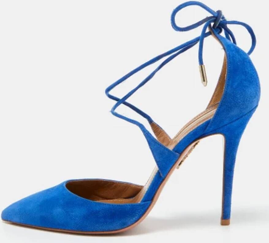 Aquazzura Pre-owned Suede heels Blue Dames