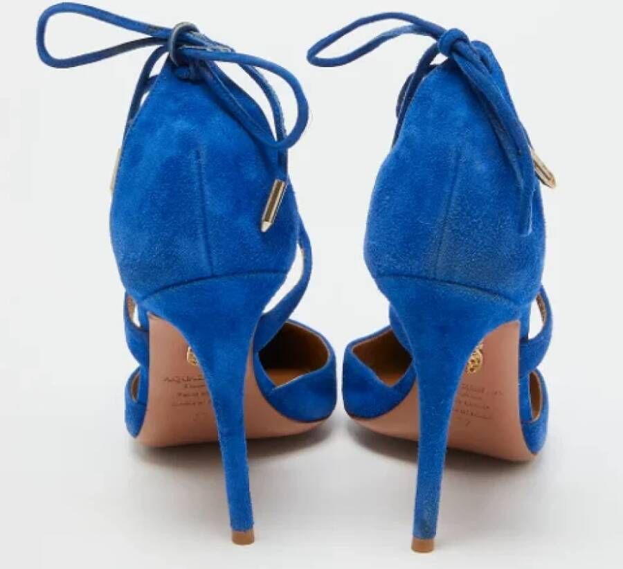 Aquazzura Pre-owned Suede heels Blue Dames