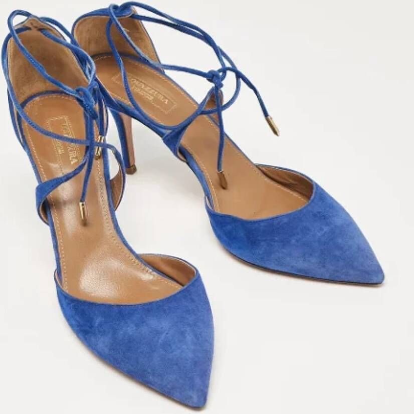 Aquazzura Pre-owned Suede heels Blue Dames