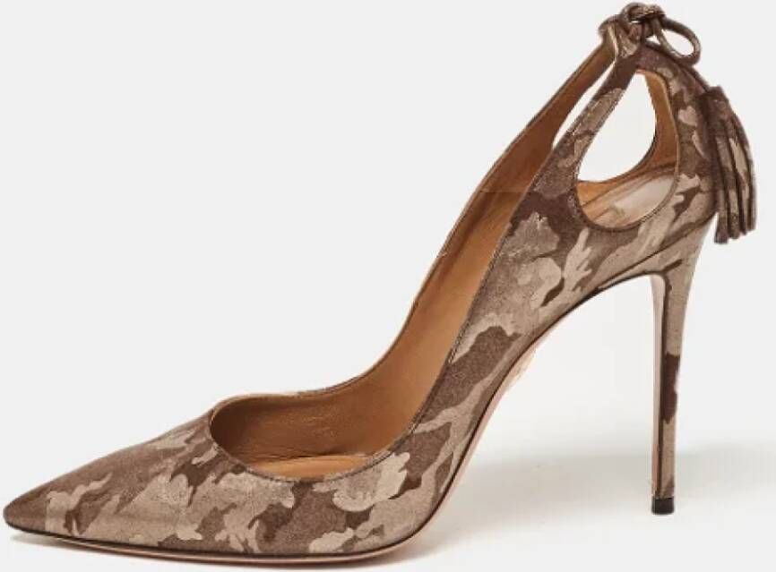 Aquazzura Pre-owned Suede heels Brown Dames