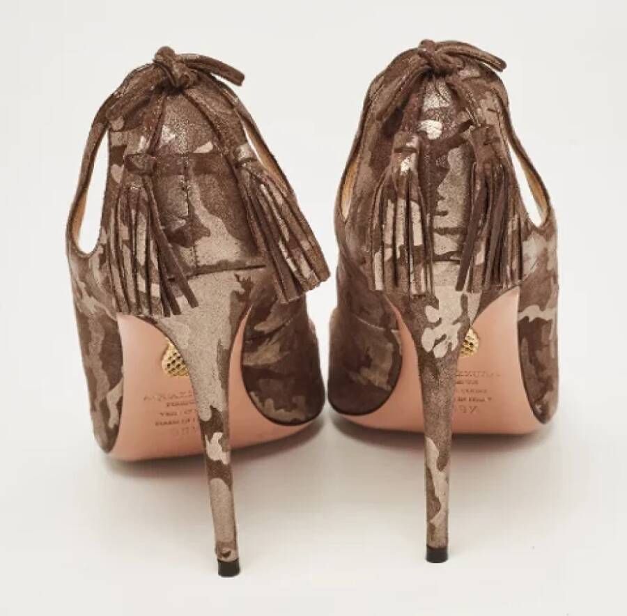 Aquazzura Pre-owned Suede heels Brown Dames