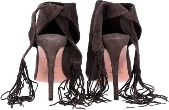 Aquazzura Pre-owned Suede heels Brown Dames