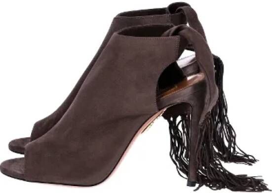 Aquazzura Pre-owned Suede heels Brown Dames