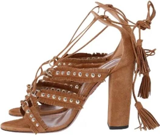 Aquazzura Pre-owned Suede heels Brown Dames