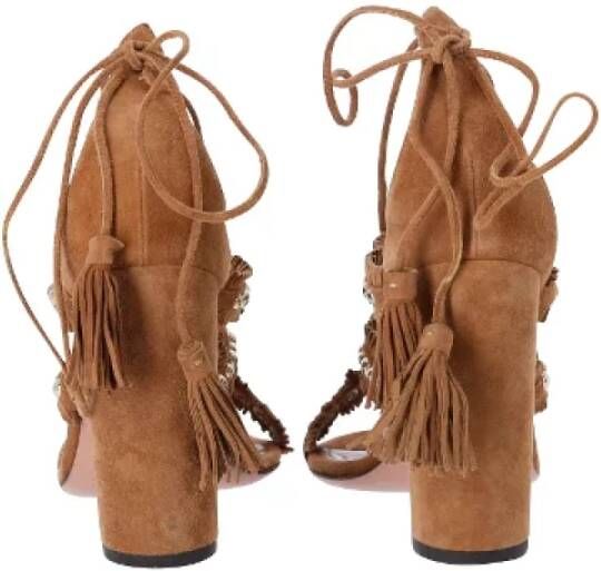 Aquazzura Pre-owned Suede heels Brown Dames