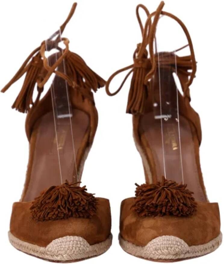 Aquazzura Pre-owned Suede heels Brown Dames