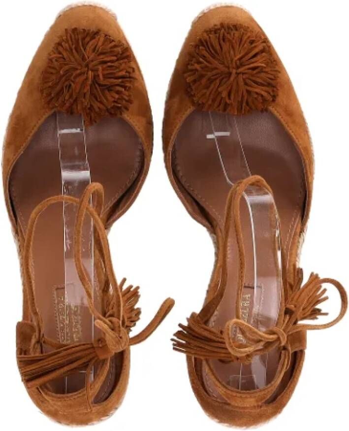 Aquazzura Pre-owned Suede heels Brown Dames