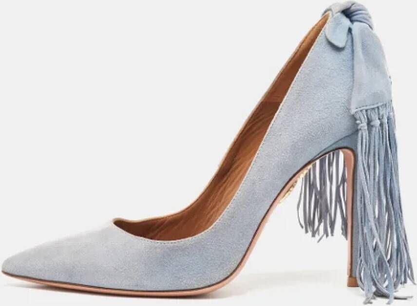 Aquazzura Pre-owned Suede heels Gray Dames