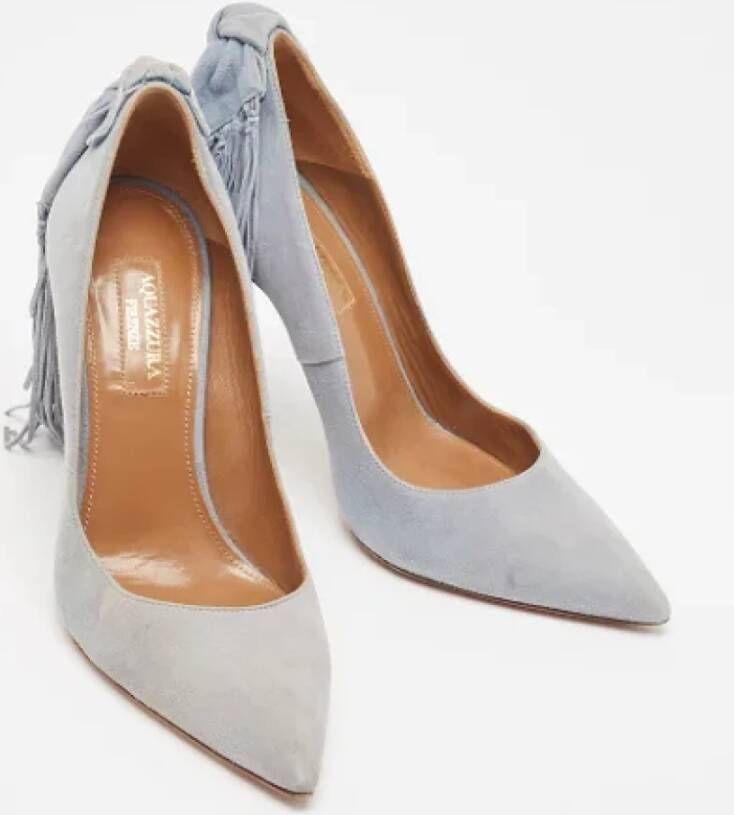 Aquazzura Pre-owned Suede heels Gray Dames