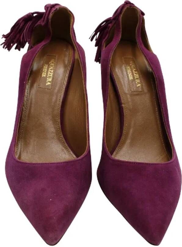 Aquazzura Pre-owned Suede heels Purple Dames