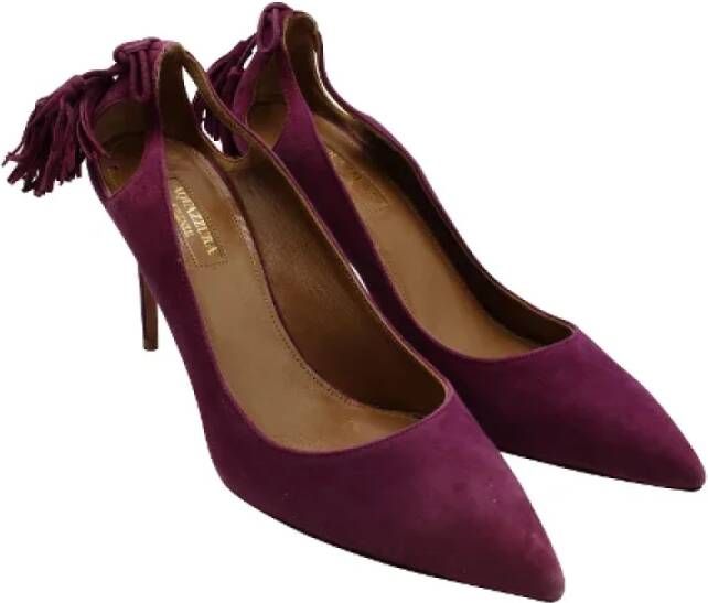 Aquazzura Pre-owned Suede heels Purple Dames