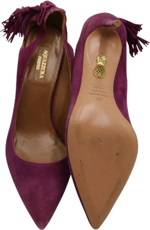 Aquazzura Pre-owned Suede heels Purple Dames