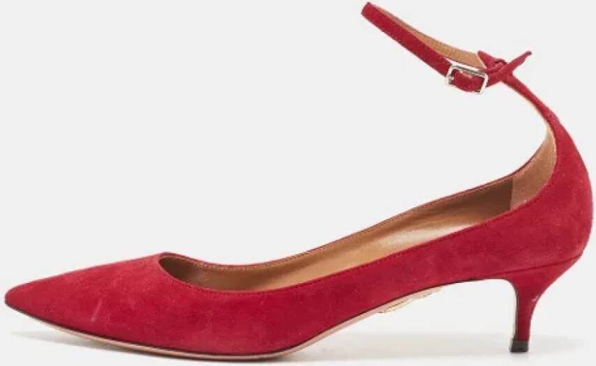 Aquazzura Pre-owned Suede heels Red Dames