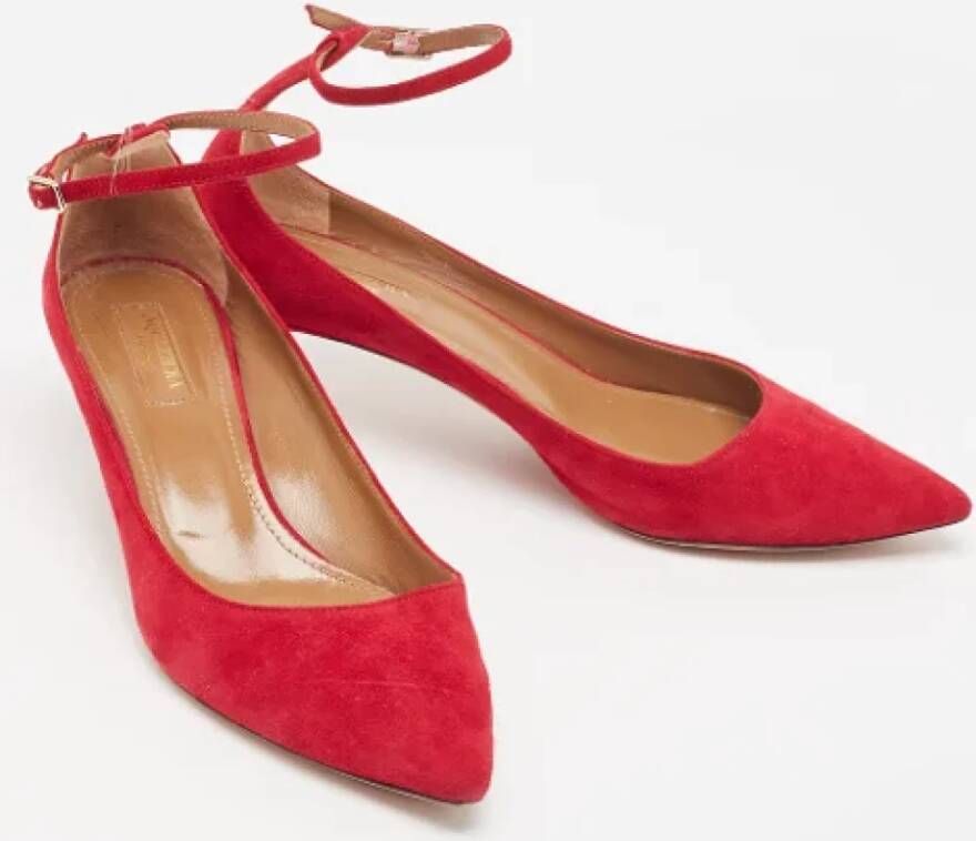 Aquazzura Pre-owned Suede heels Red Dames