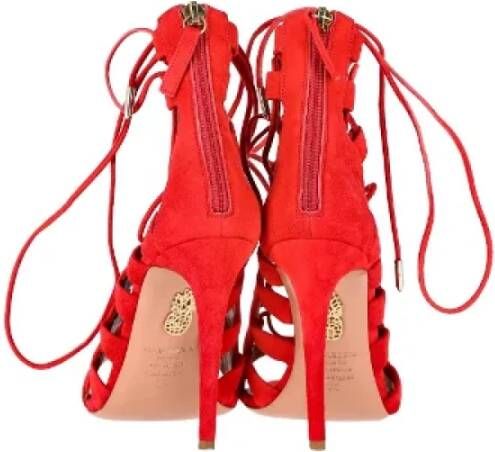 Aquazzura Pre-owned Suede heels Red Dames