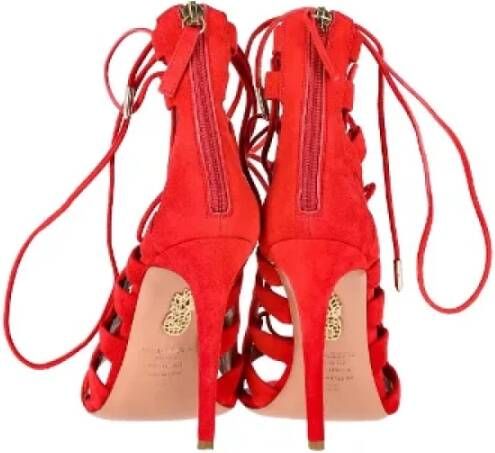 Aquazzura Pre-owned Suede heels Red Dames