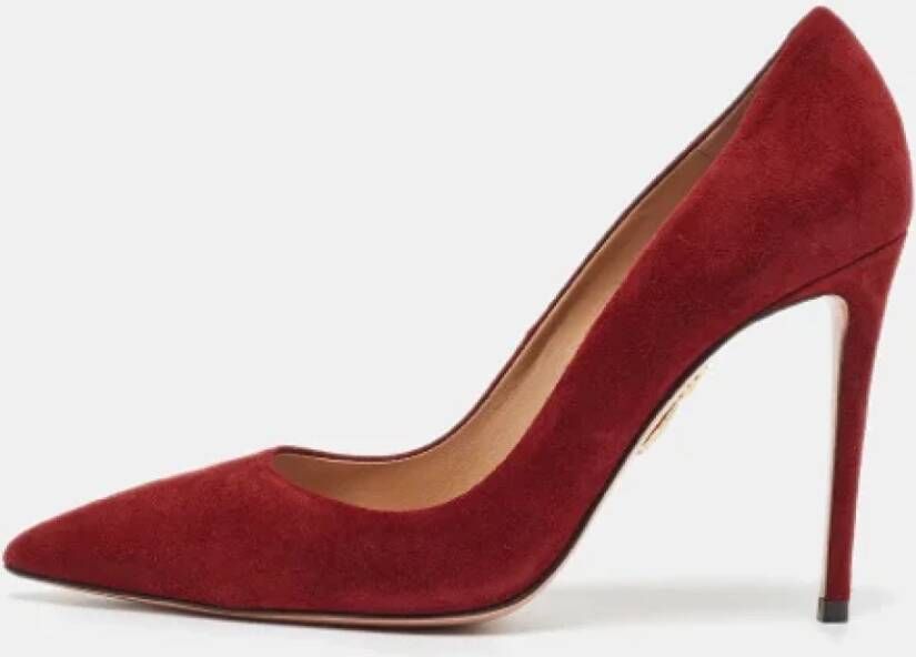 Aquazzura Pre-owned Suede heels Red Dames