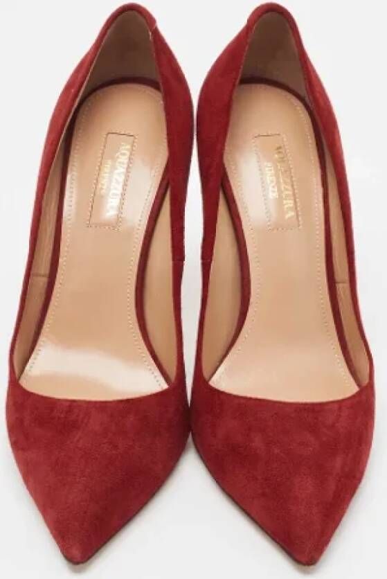 Aquazzura Pre-owned Suede heels Red Dames