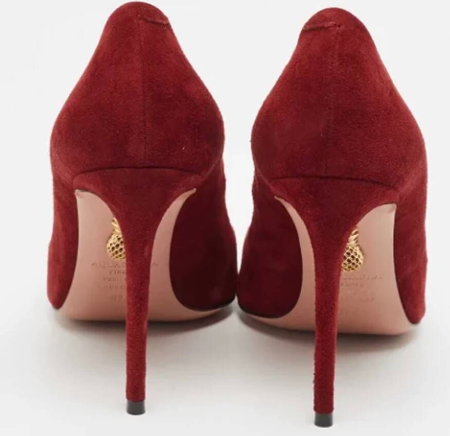 Aquazzura Pre-owned Suede heels Red Dames