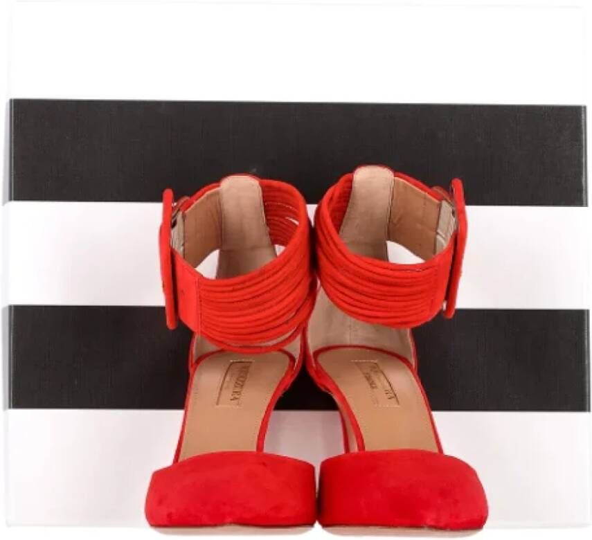 Aquazzura Pre-owned Suede heels Red Dames