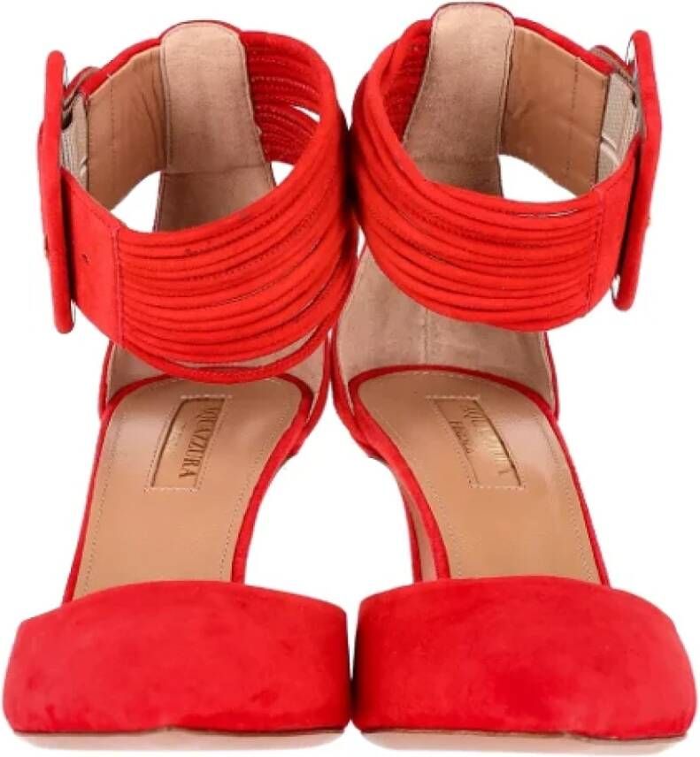 Aquazzura Pre-owned Suede heels Red Dames