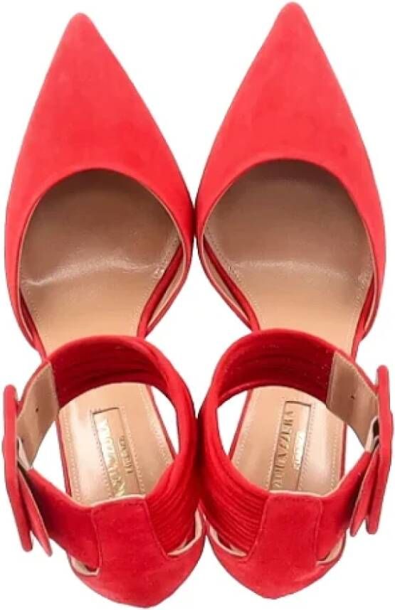 Aquazzura Pre-owned Suede heels Red Dames