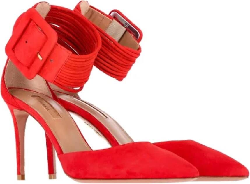 Aquazzura Pre-owned Suede heels Red Dames