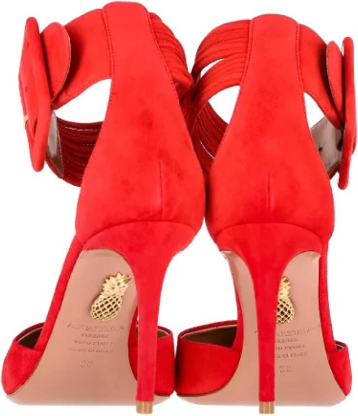 Aquazzura Pre-owned Suede heels Red Dames