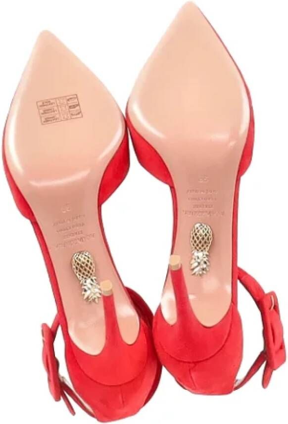 Aquazzura Pre-owned Suede heels Red Dames