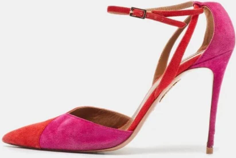 Aquazzura Pre-owned Suede heels Red Dames