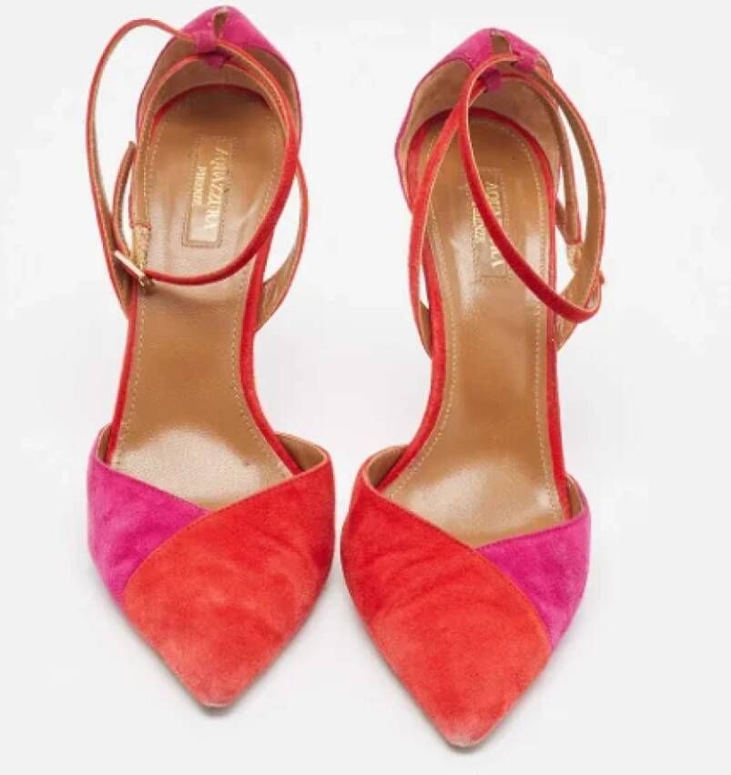 Aquazzura Pre-owned Suede heels Red Dames