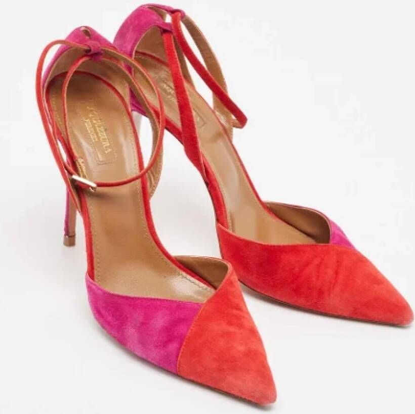 Aquazzura Pre-owned Suede heels Red Dames