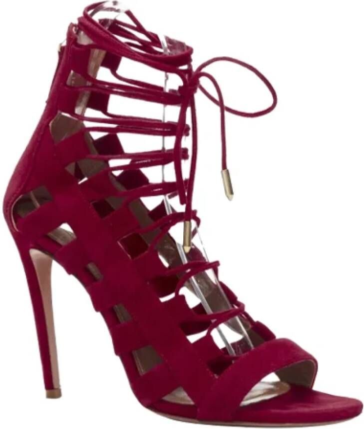 Aquazzura Pre-owned Suede heels Red Dames