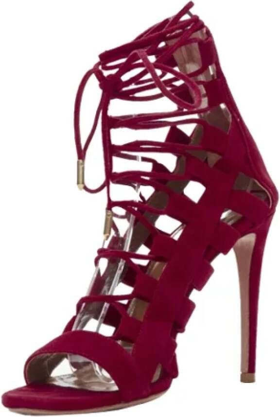 Aquazzura Pre-owned Suede heels Red Dames