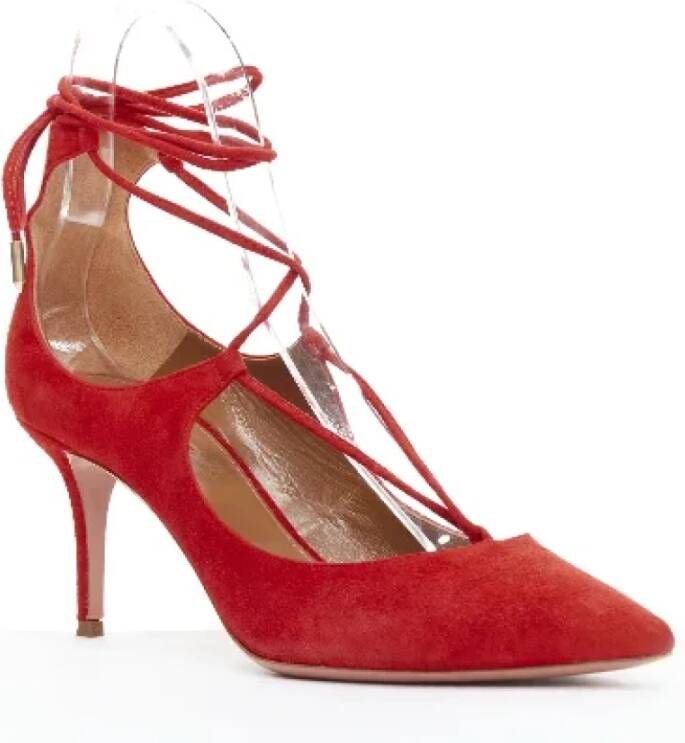 Aquazzura Pre-owned Suede heels Red Dames